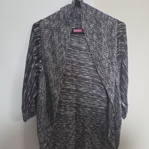 Say What? Black and Gray Open-Front Sweater